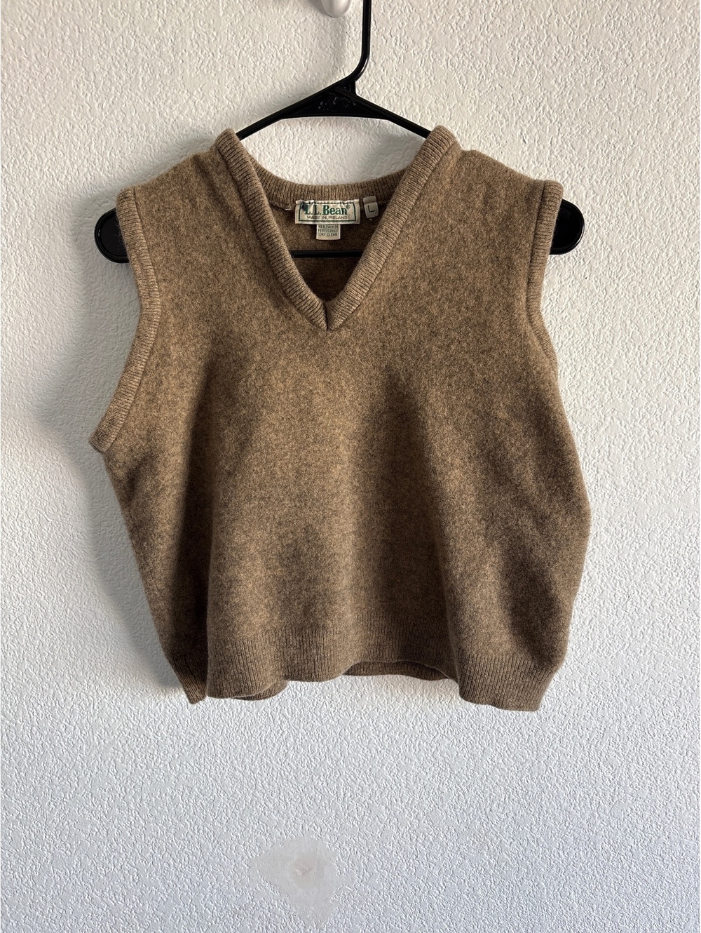 L.L. Bean Vintage Lambswool Sweater Vest Brown Size Large Made in Ireland